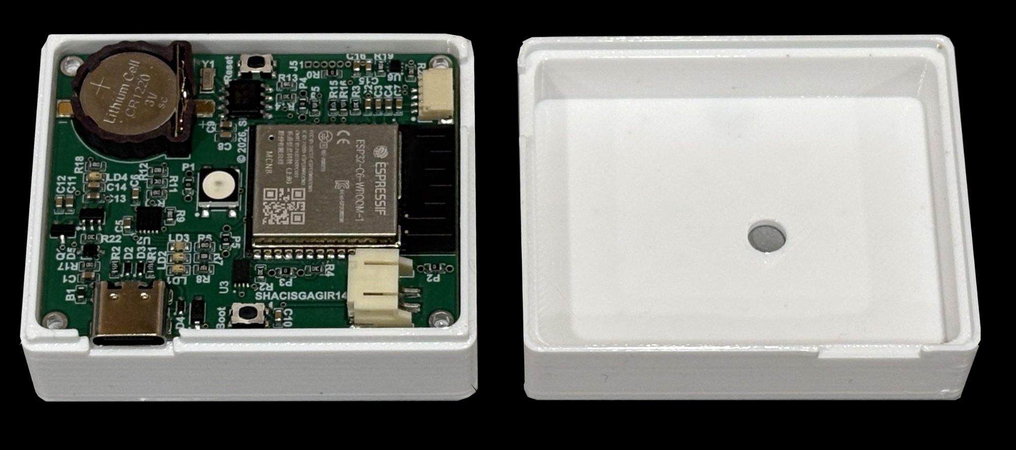 TmpMonitor PCB in white 3D-printed PETG enclosure